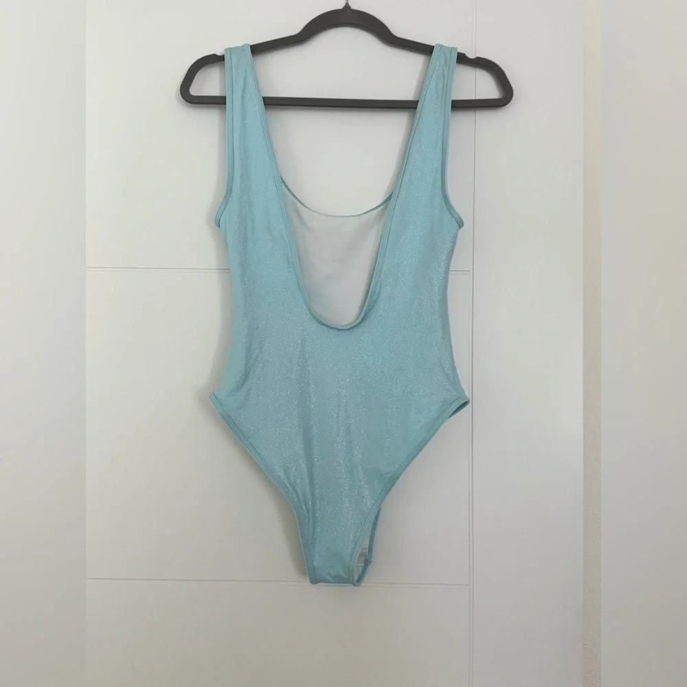 Free People Frankies Bikinis Kyle Iridescent One Piece Swimsuit Cloud Chaser Lg